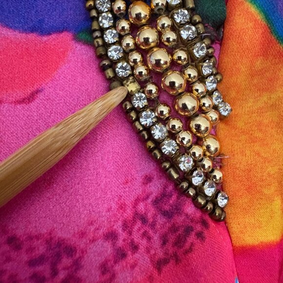 NWT Manish Vaid Colorful Romper Size S Roll Tab Long Sleeve Beaded Embellished - Picture 13 of 16